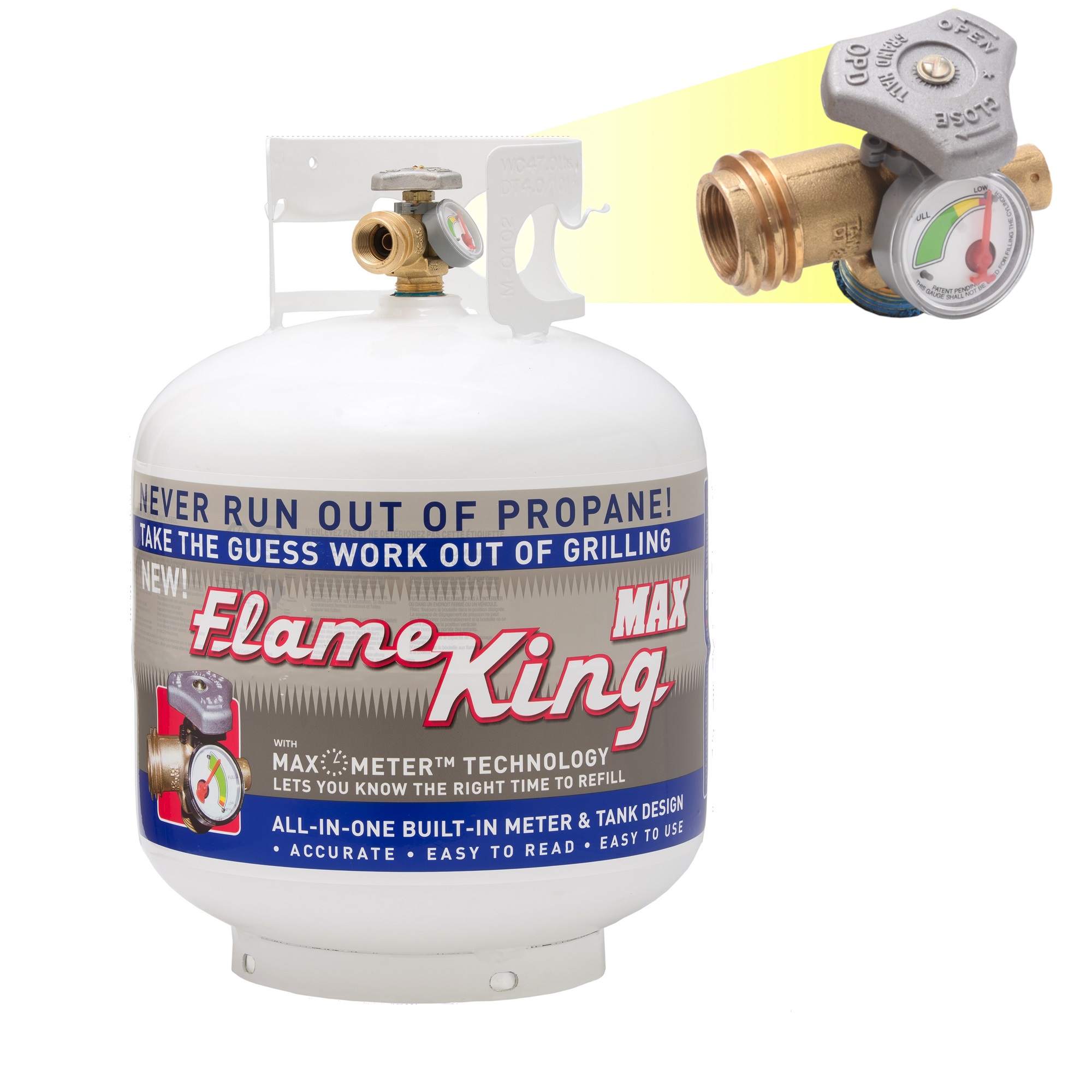Flame King 20LB Empty Steel Propane Tank LP Cylinder w/ OPD Valve & Built-in Gauge
