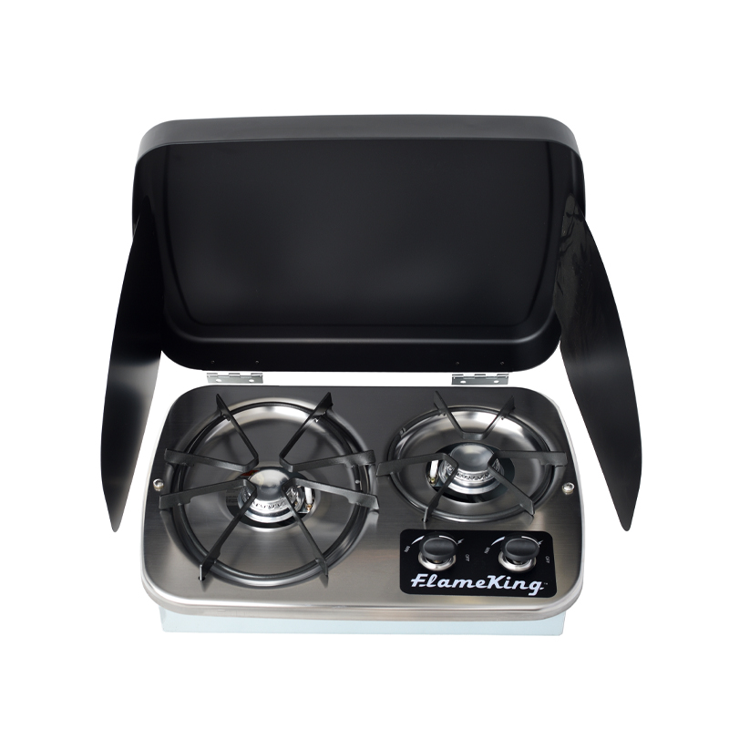 2 Burner Built-In RV Stove with wind shield & ignition, CSA
