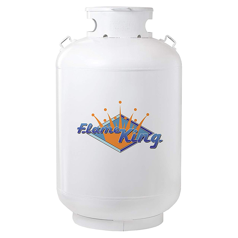 Flame King YSN03 3lb Steel Propane Tank Cylinder with Gauge and OPD Valves  for Grills and BBQs, Camping, Fishing, & Outdoor Activities, White