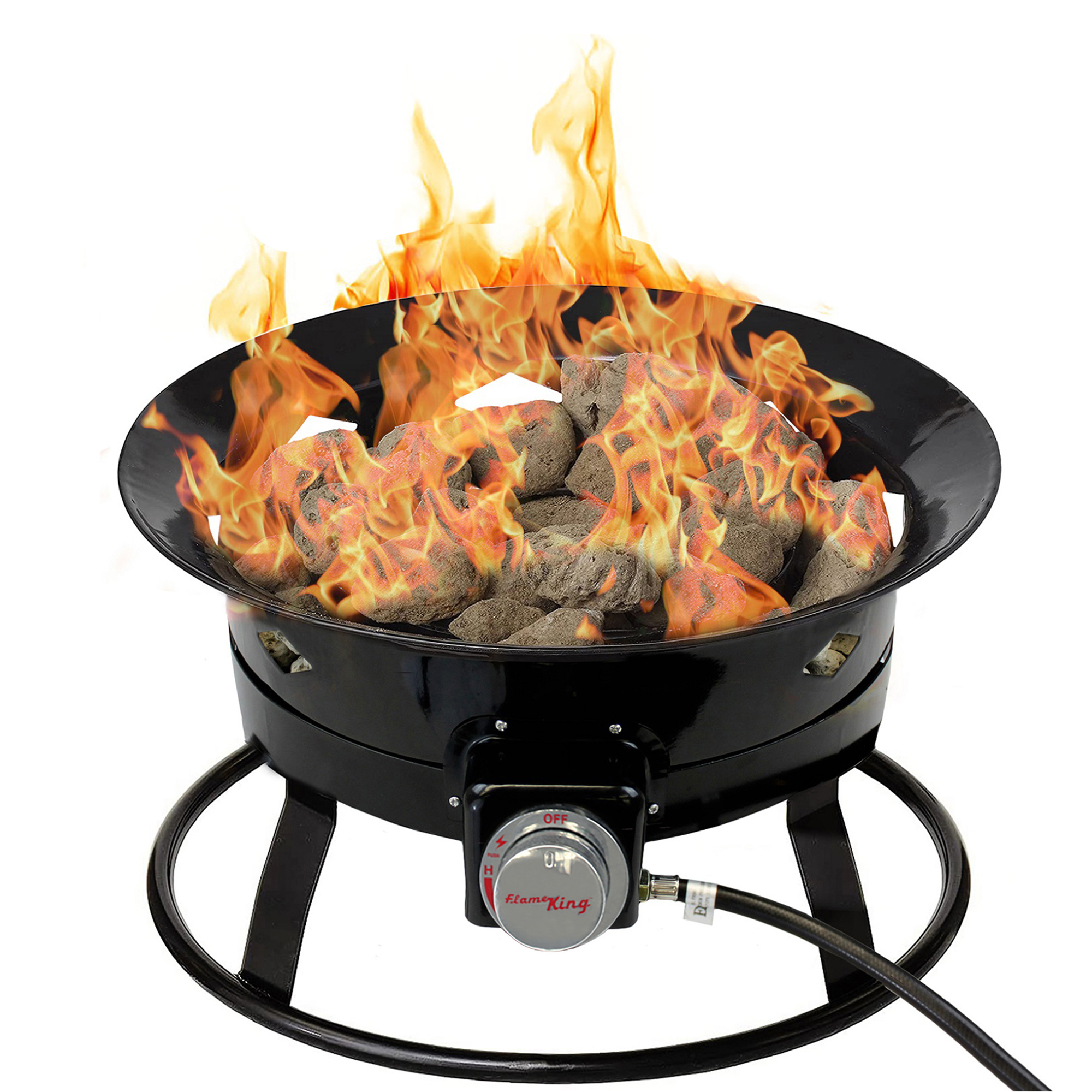Flame King Smokeless Propane Fire Pit, 19-inch Portable Firebowl, 58K BTU with Self Igniter & Cover