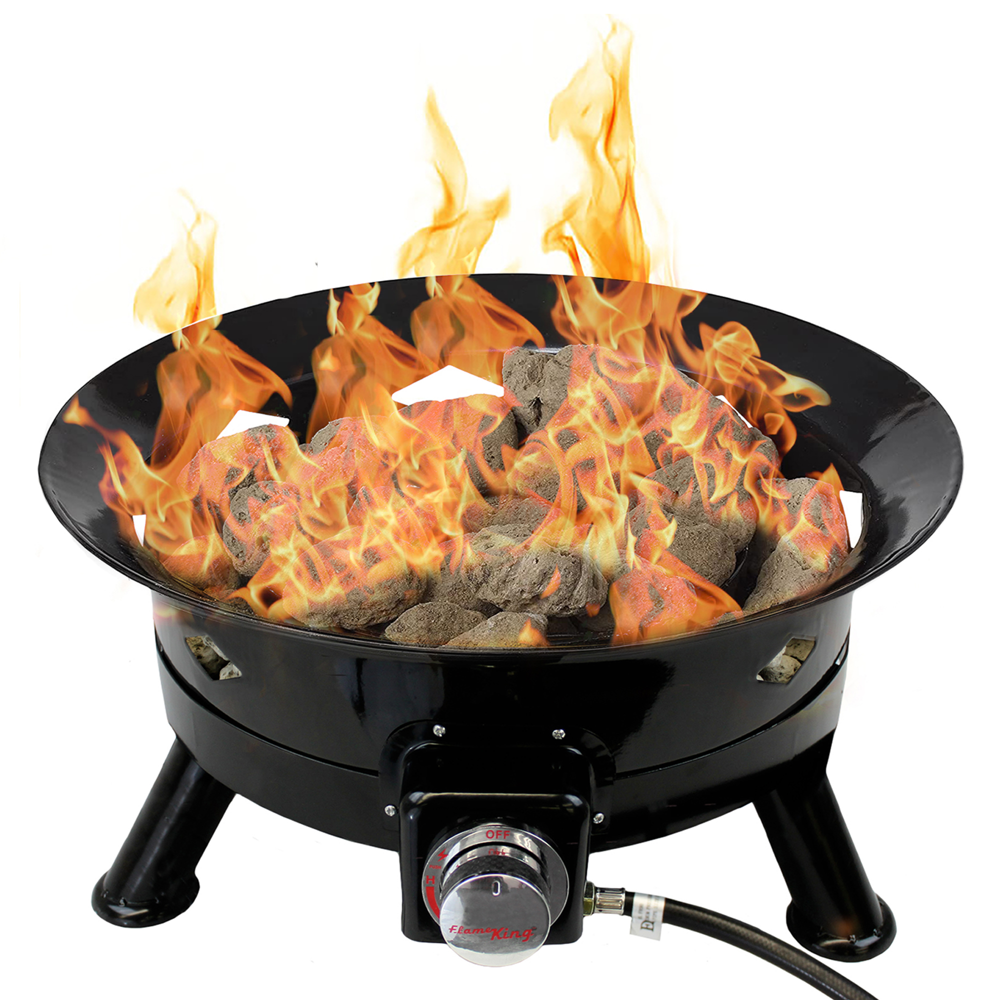 Flame King Smokeless Propane Fire Pit, 24-inch Portable Firebowl, 58K BTU with Self Igniter & Cover