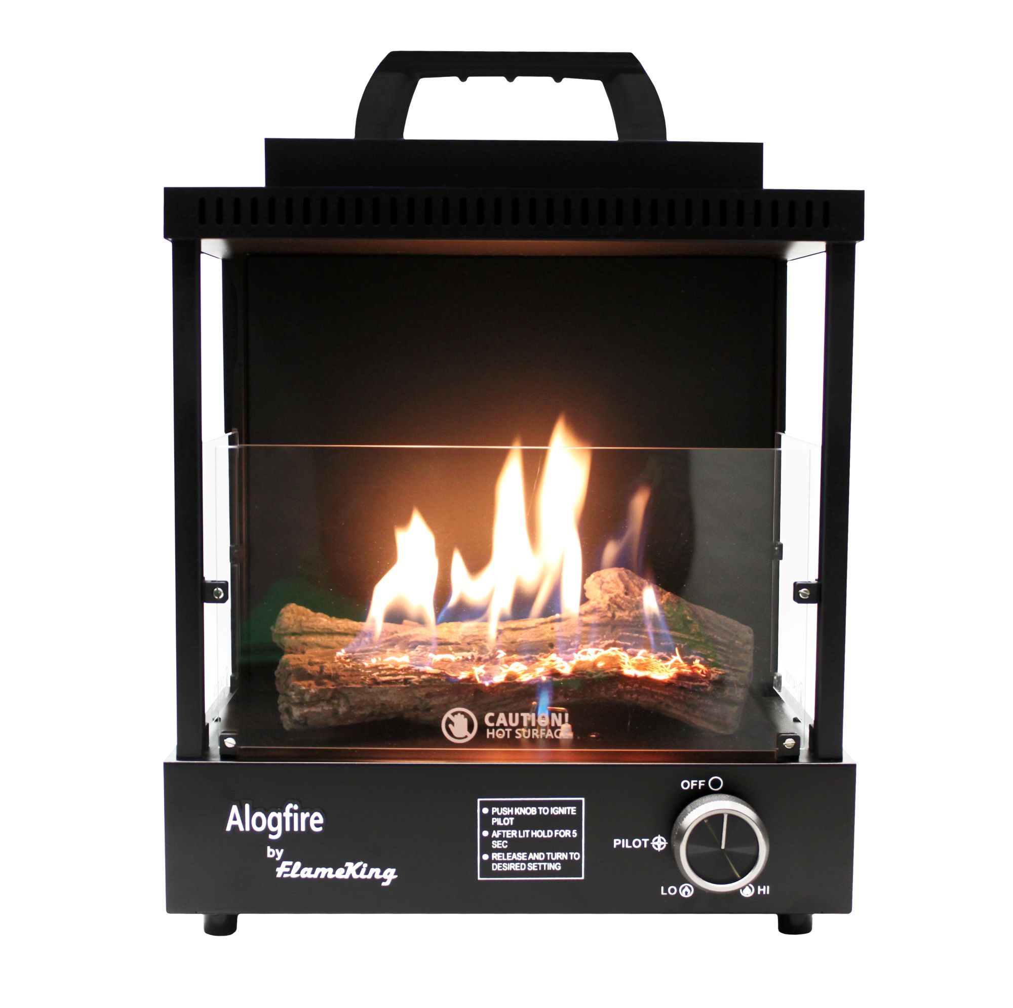 Flame King Propane Ambiance Log Fire Firepit, Clean Smokeless Dancing Flames, Indoor Outdoor Use