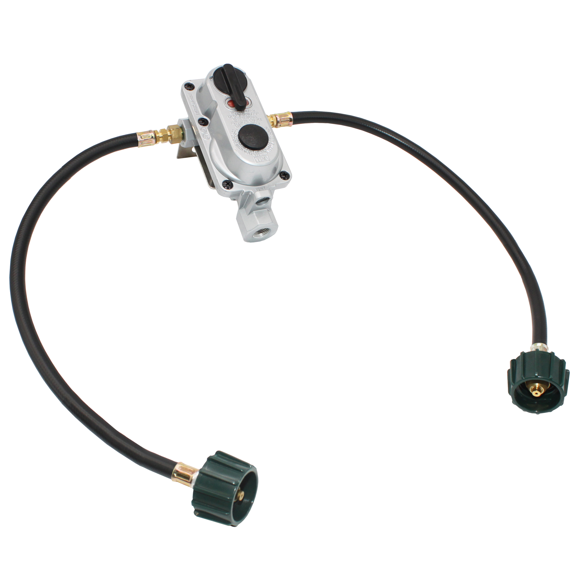 Flame King KT18ACR6 2-Stage Auto Changeover LP Propane Gas Regulator w/ 18-inch Pigtails for RVs, Vans, Trailers